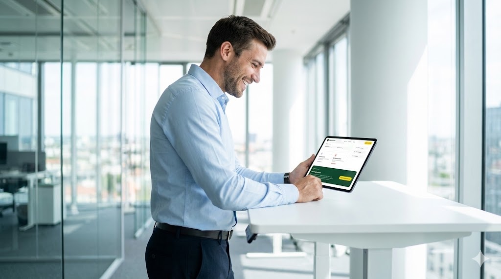 Professioneller Finanzberater am Laptop